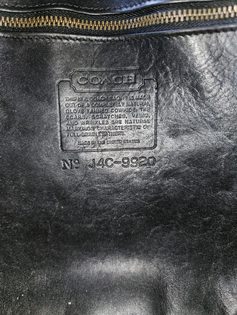 COACH Vintage Large Becket Zip Black Leather Crescent Shoulder Bag Purse 9920